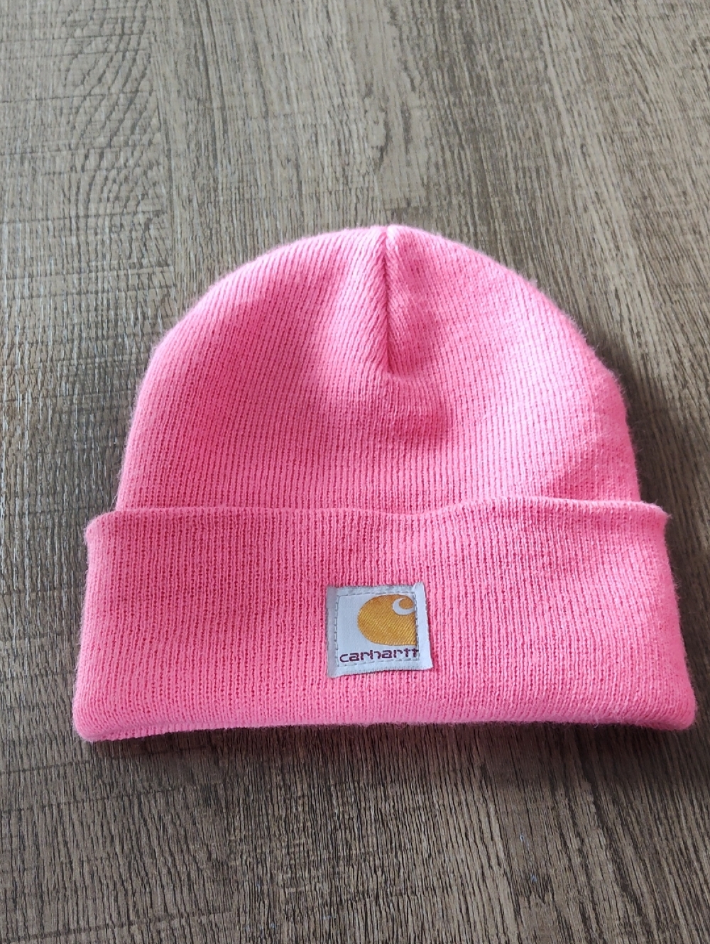 Carhartt Kids Pink Beanie with Gold Logo Patch